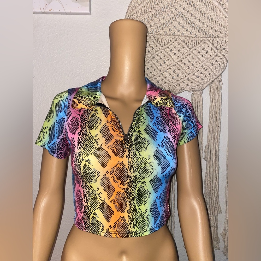 🌈rainbow festival snakeskin crop top 🌈